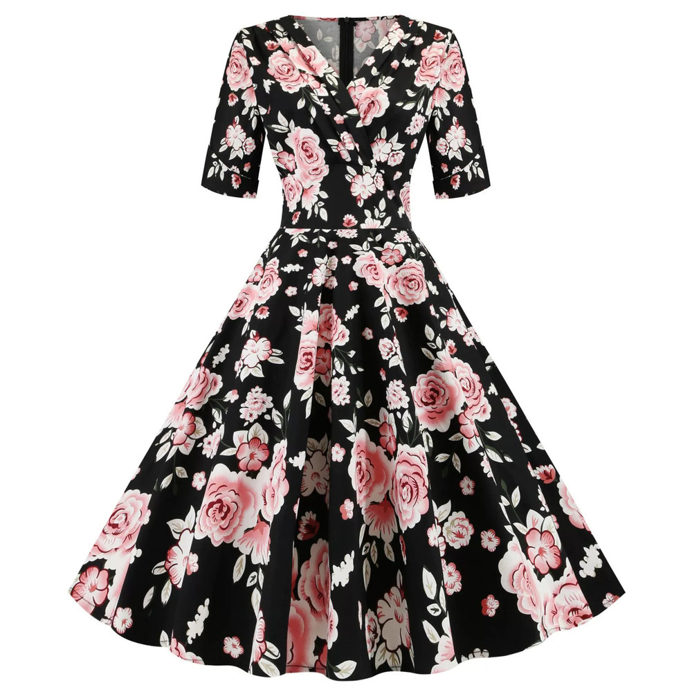 Zara Vintage Floral Print Short Sleeve Puff Dress